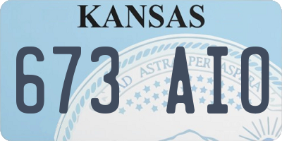 KS license plate 673AIO