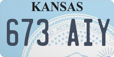 KS license plate 673AIY