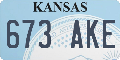 KS license plate 673AKE