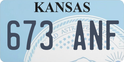 KS license plate 673ANF