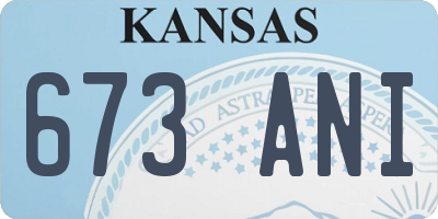 KS license plate 673ANI