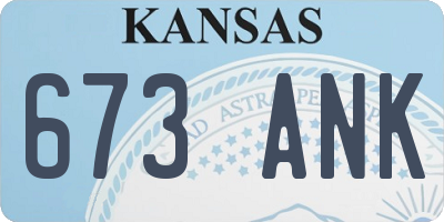 KS license plate 673ANK