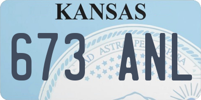 KS license plate 673ANL