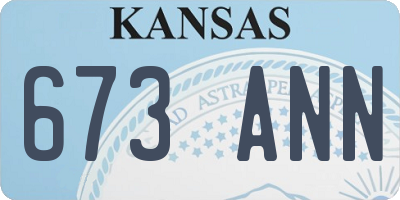 KS license plate 673ANN