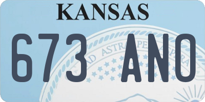 KS license plate 673ANO