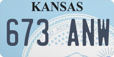 KS license plate 673ANW
