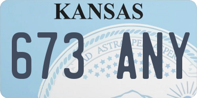 KS license plate 673ANY
