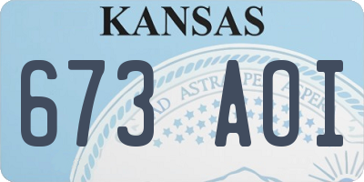 KS license plate 673AOI