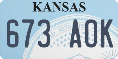 KS license plate 673AOK