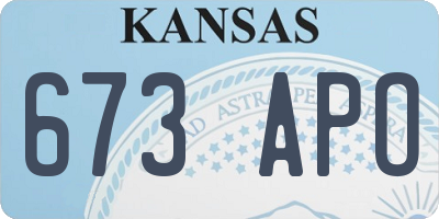 KS license plate 673APO