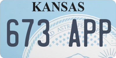 KS license plate 673APP