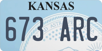 KS license plate 673ARC