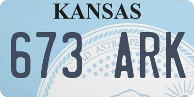 KS license plate 673ARK