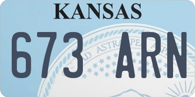 KS license plate 673ARN