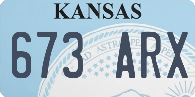 KS license plate 673ARX