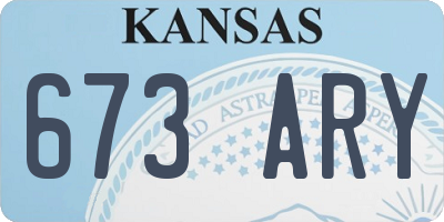 KS license plate 673ARY