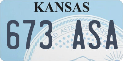 KS license plate 673ASA