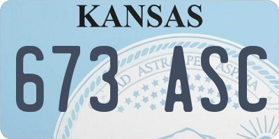KS license plate 673ASC