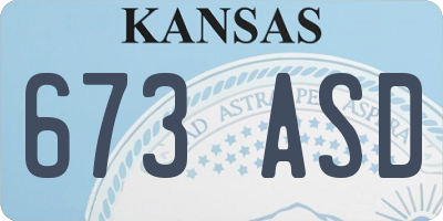 KS license plate 673ASD