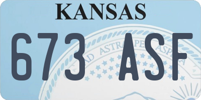 KS license plate 673ASF