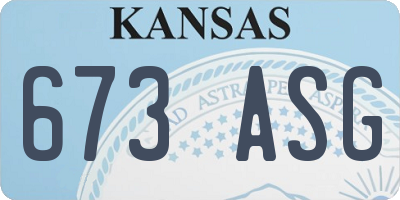 KS license plate 673ASG
