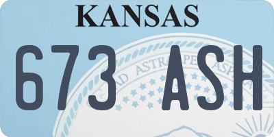 KS license plate 673ASH