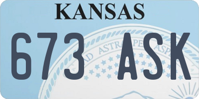 KS license plate 673ASK