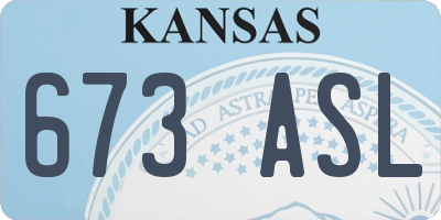 KS license plate 673ASL