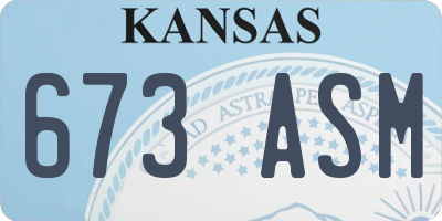 KS license plate 673ASM