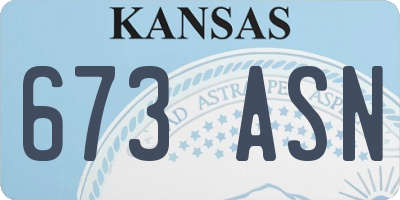 KS license plate 673ASN