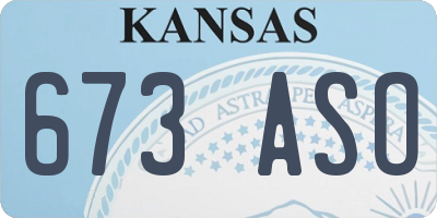 KS license plate 673ASO