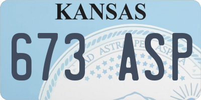KS license plate 673ASP