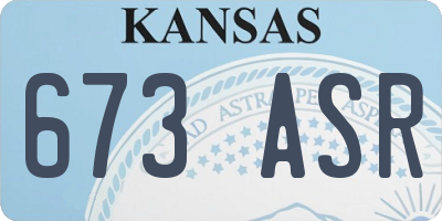 KS license plate 673ASR