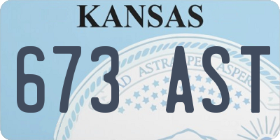 KS license plate 673AST