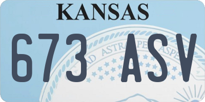 KS license plate 673ASV