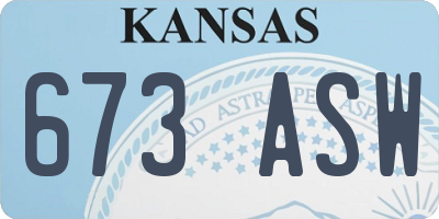 KS license plate 673ASW