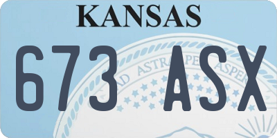 KS license plate 673ASX