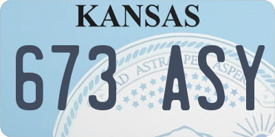 KS license plate 673ASY