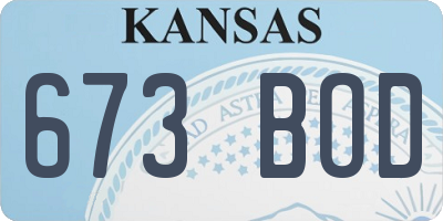KS license plate 673BOD