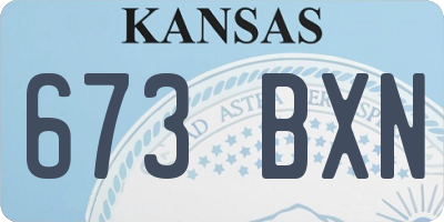 KS license plate 673BXN