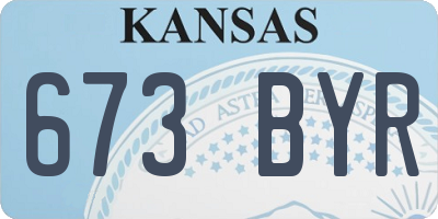 KS license plate 673BYR