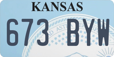KS license plate 673BYW