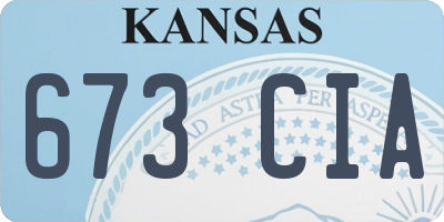 KS license plate 673CIA