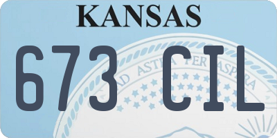 KS license plate 673CIL