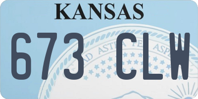 KS license plate 673CLW