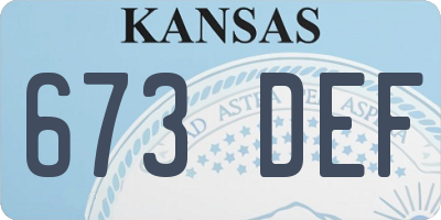 KS license plate 673DEF