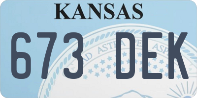 KS license plate 673DEK