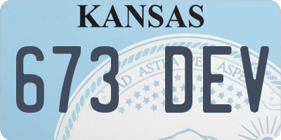 KS license plate 673DEV