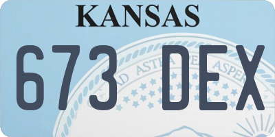 KS license plate 673DEX