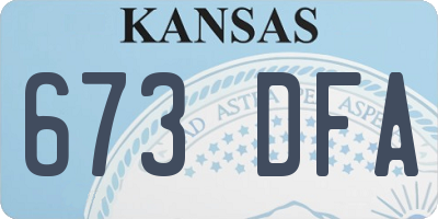 KS license plate 673DFA